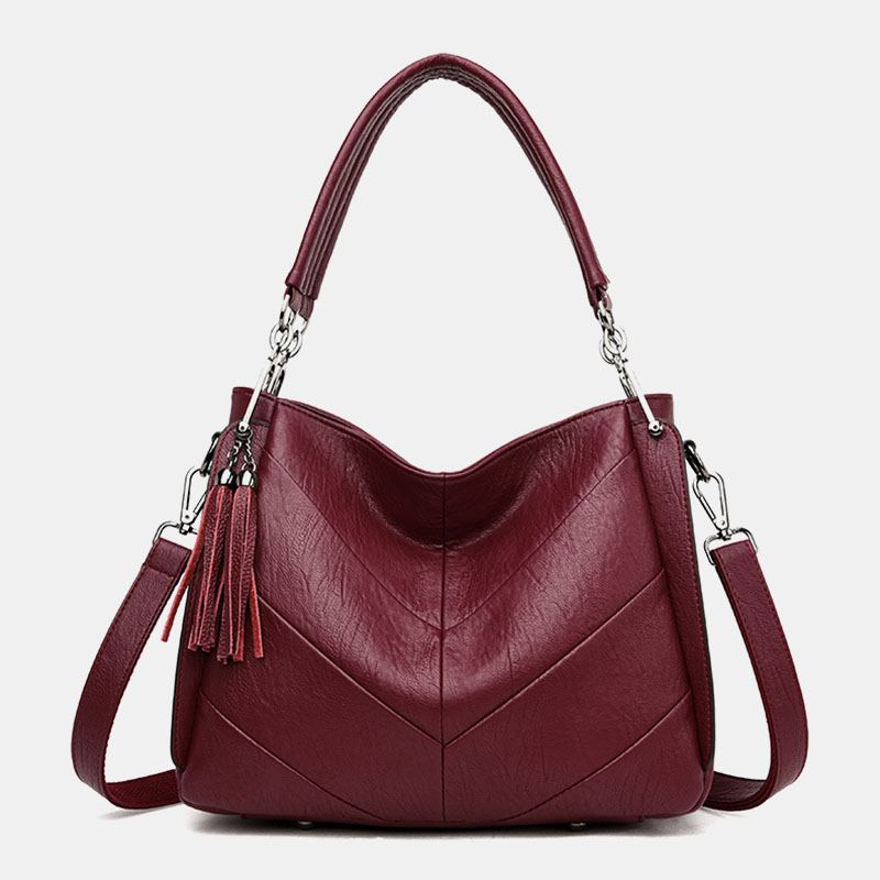 Kvinner Med Stor Kapasitet Solid Dusk Tote Veske Crossbody Veske Håndveske