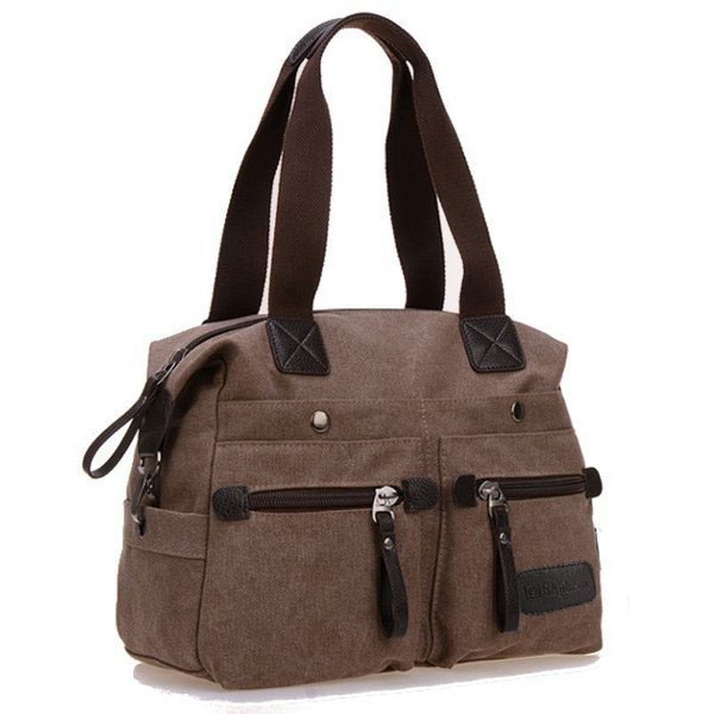 Kvinner Menn Canvas Multi Pocket Håndvesker Fritids Pute Skulder Crossbody Vesker