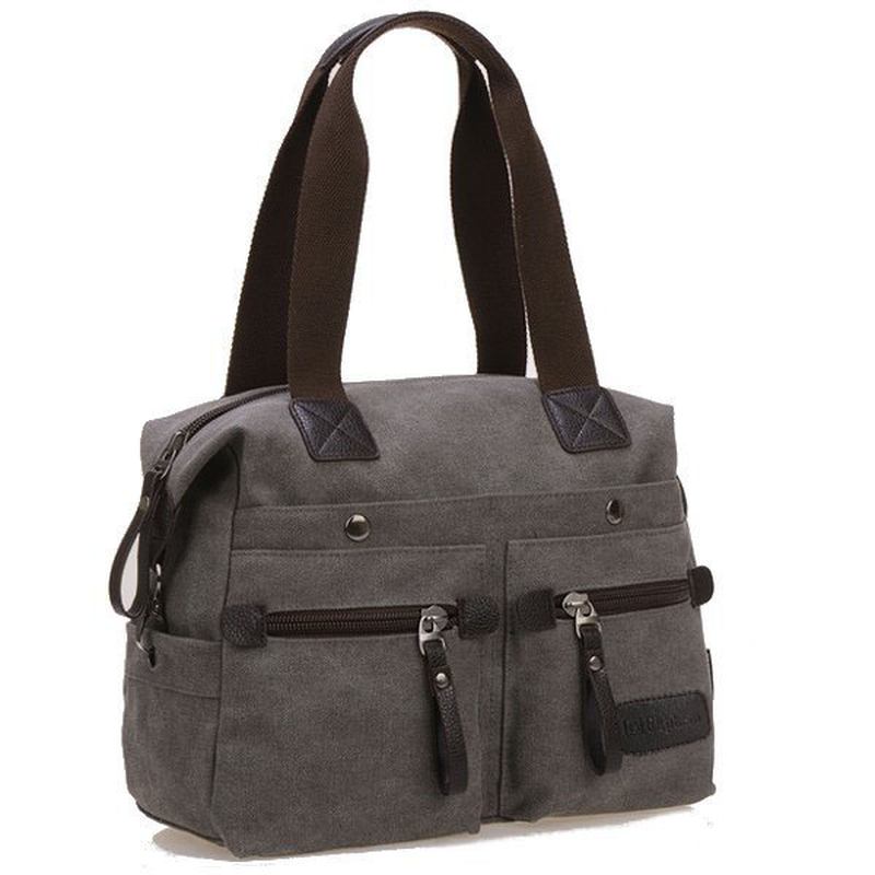 Kvinner Menn Canvas Multi Pocket Håndvesker Fritids Pute Skulder Crossbody Vesker