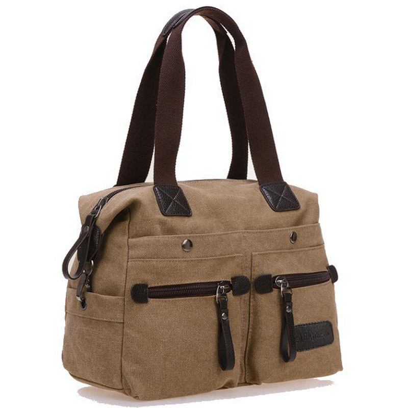 Kvinner Menn Canvas Multi Pocket Håndvesker Fritids Pute Skulder Crossbody Vesker