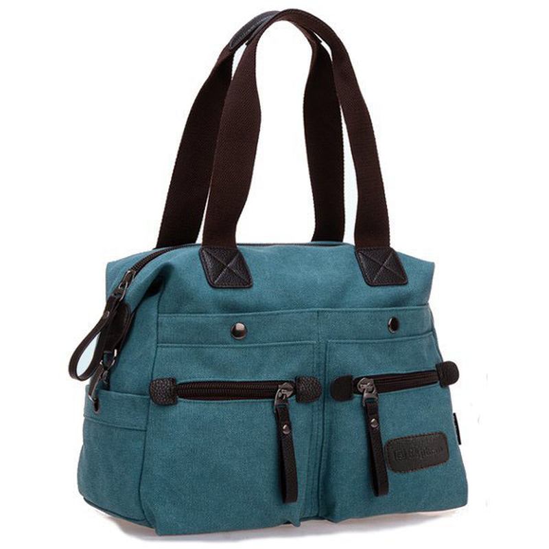 Kvinner Menn Canvas Multi Pocket Håndvesker Fritids Pute Skulder Crossbody Vesker