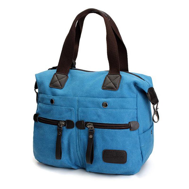 Kvinner Menn Canvas Multi Pocket Håndvesker Fritids Pute Skulder Crossbody Vesker