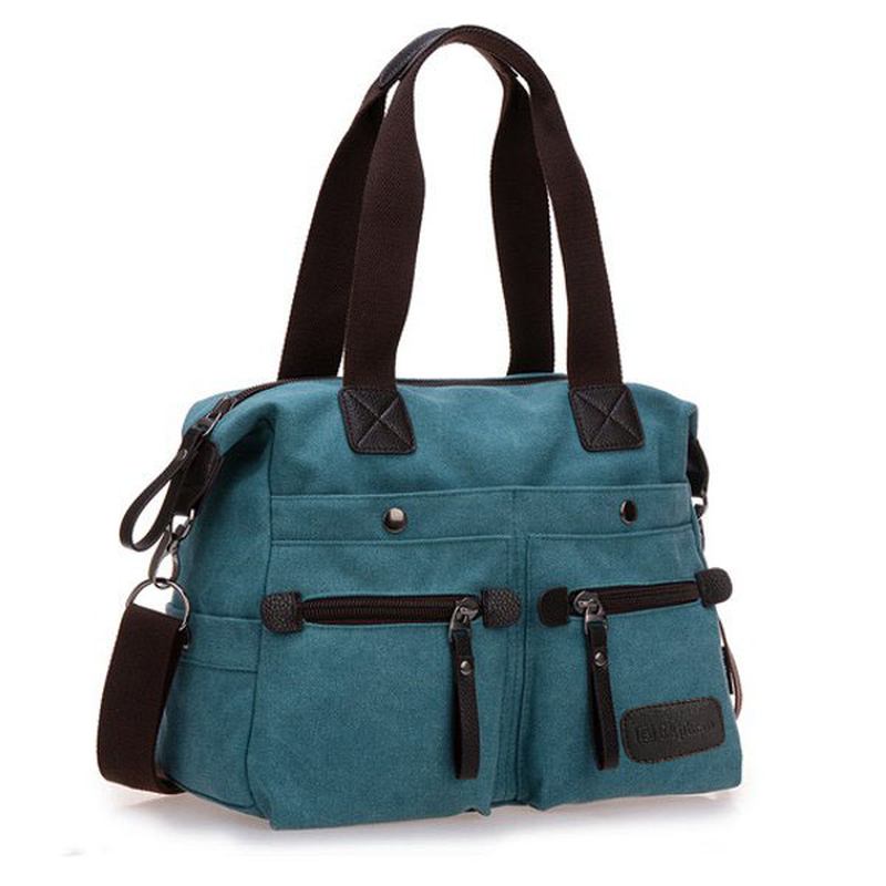 Kvinner Menn Canvas Multi Pocket Håndvesker Fritids Pute Skulder Crossbody Vesker