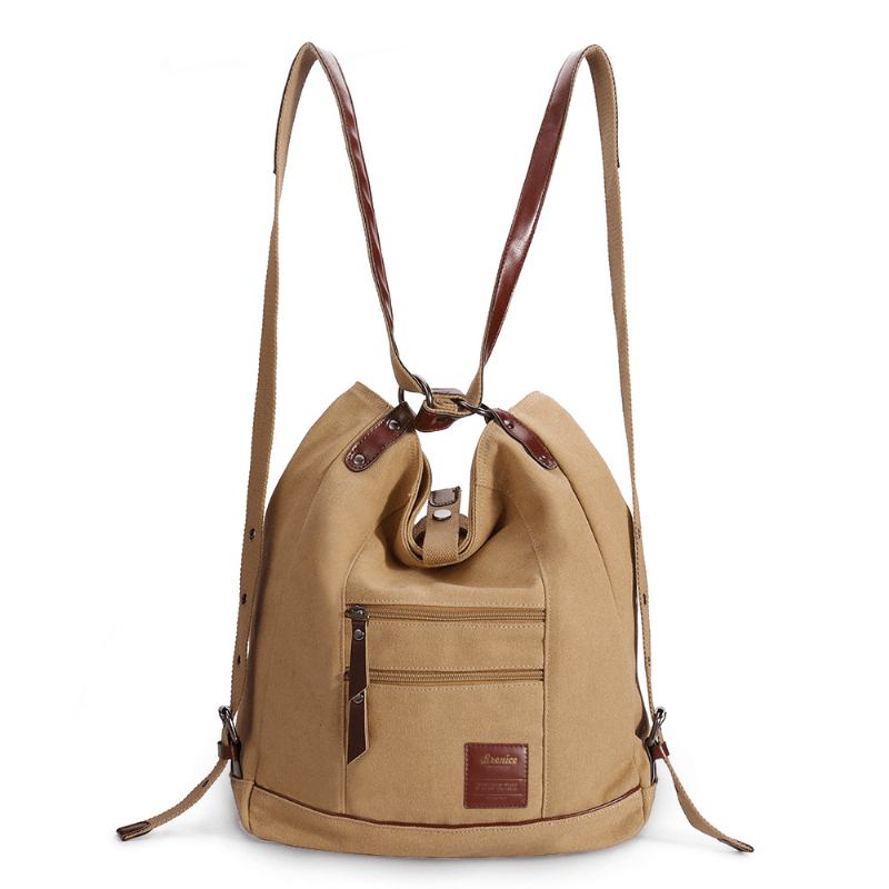 Kvinner Multi-carry Fritids Canvas Håndveske Skulderveske Satchel Ryggsekk