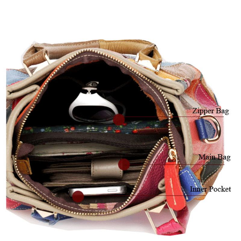 Kvinner Patchwork Kuskinn Fargerik Handbag Tote Handbag Crossbody Veske