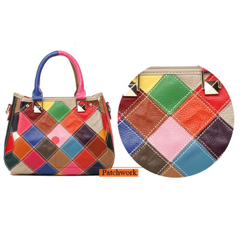 Kvinner Patchwork Kuskinn Fargerik Handbag Tote Handbag Crossbody Veske