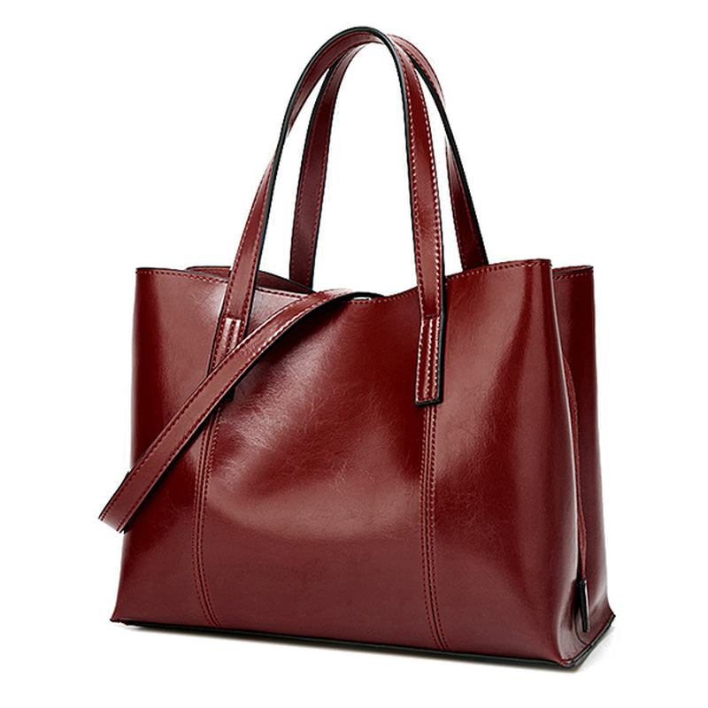 Kvinner Pu Leather Fritids Veske Med Stor Kapasitet Tote Bag