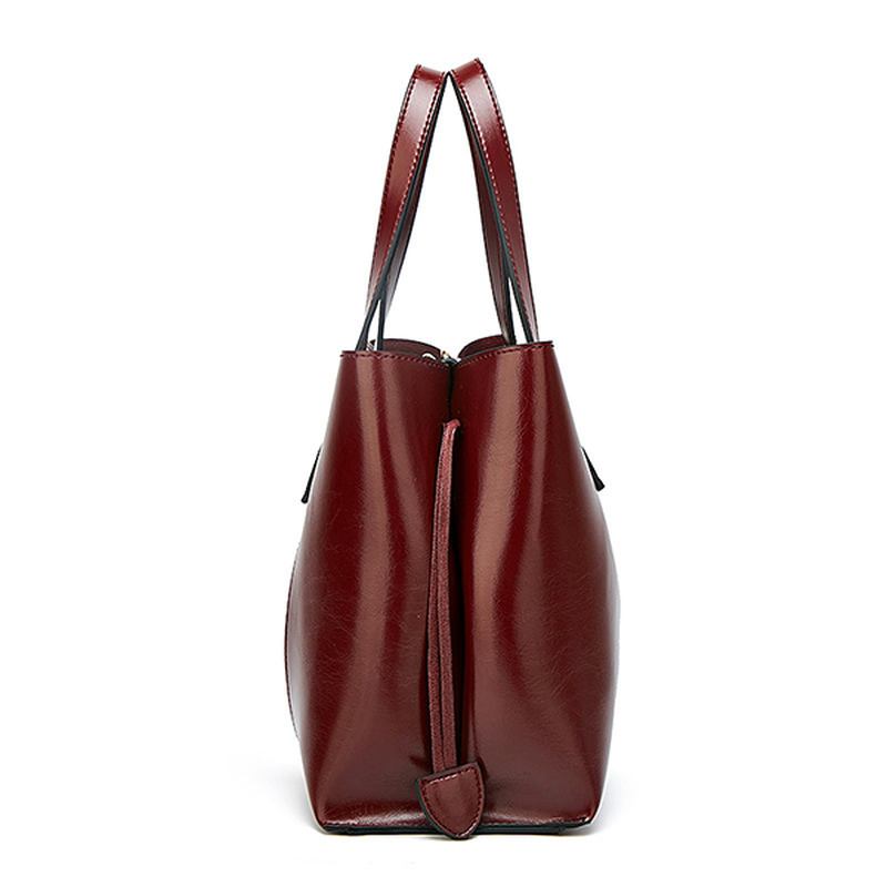 Kvinner Pu Leather Fritids Veske Med Stor Kapasitet Tote Bag