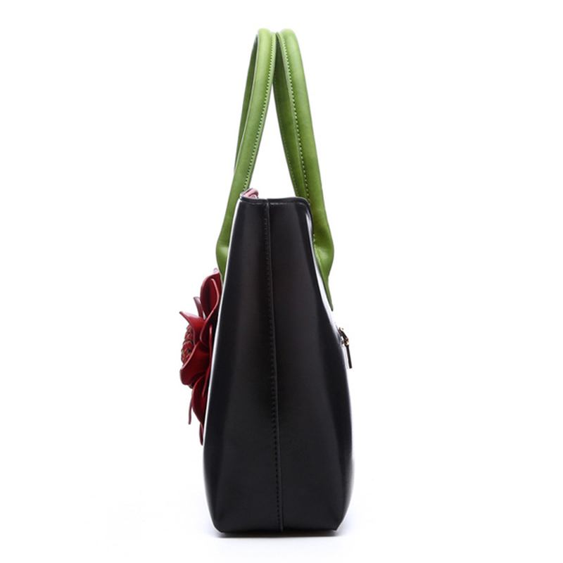 Kvinner Pu Skinn Blomsterdekorasjon Elegant Veske Sling Veske Nasjonal Stil Tote Veske