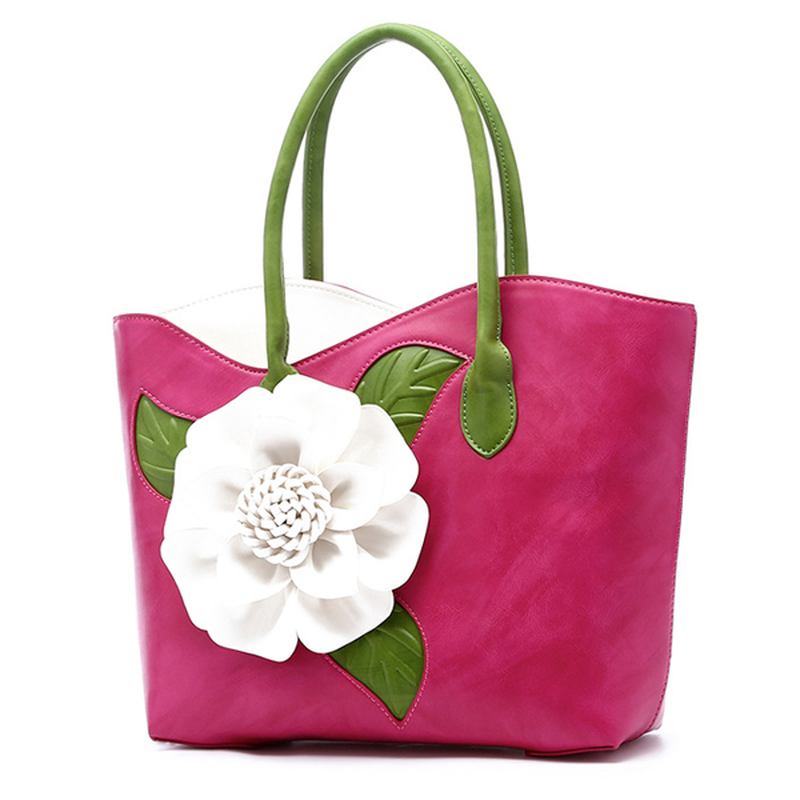 Kvinner Pu Skinn Blomsterdekorasjon Elegant Veske Sling Veske Nasjonal Stil Tote Veske