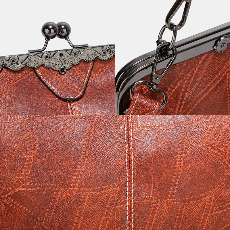 Kvinner Pu Skinn Med Stor Kapasitet Vintage Lås Håndveske Crossbody Veske Satchel Veske