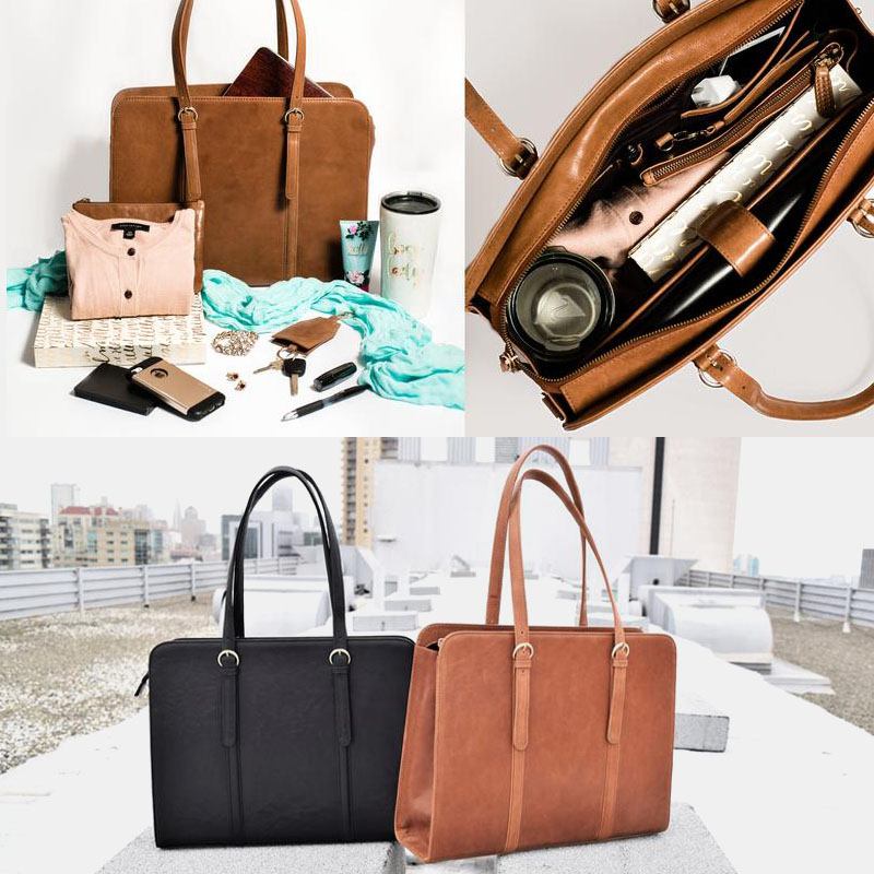 Kvinner Pu-skinn Stor Kapasitet Multi-lomme Uformelle Forretningskonvertible Tote-veske Crossbody-veske