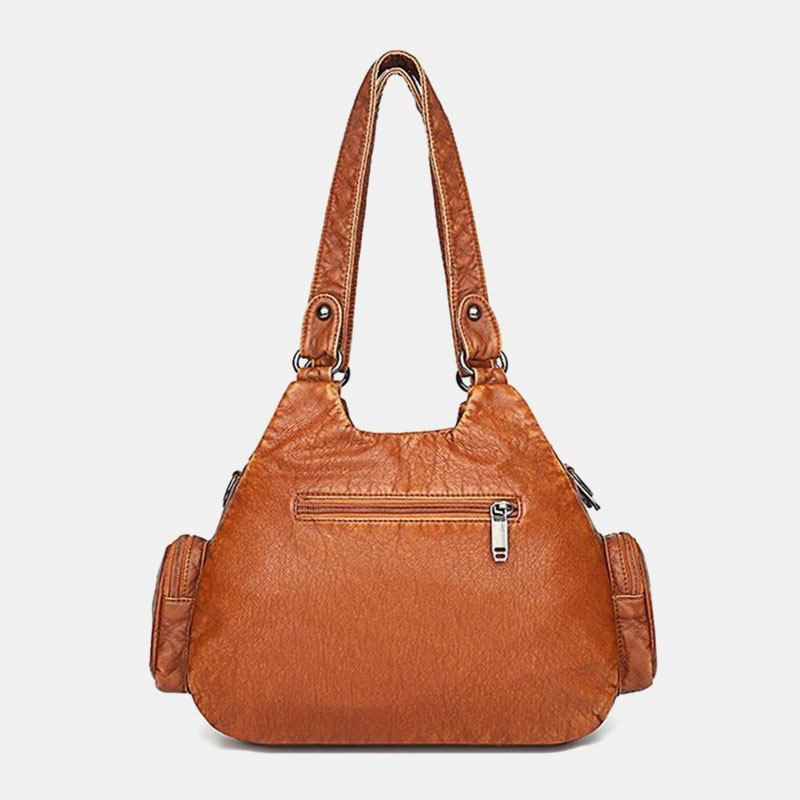 Kvinner Pu-skinn Stor Kapasitet Multilomme-nagledekorasjon Retro Myk Tøyvesker Crossbody-vesker