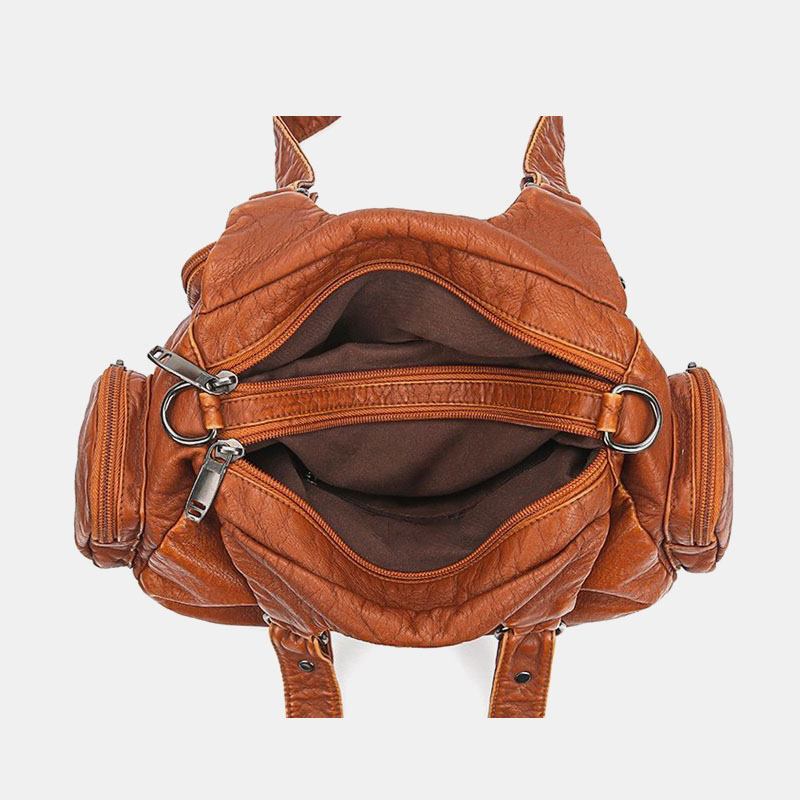 Kvinner Pu-skinn Stor Kapasitet Multilomme-nagledekorasjon Retro Myk Tøyvesker Crossbody-vesker