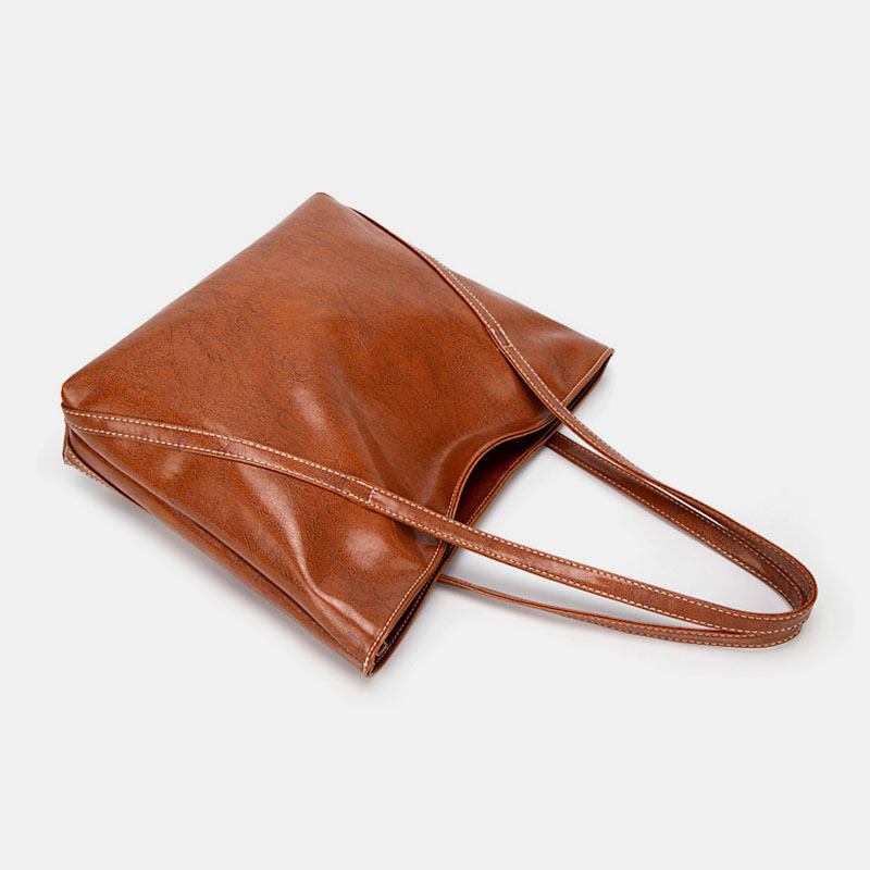 Kvinner Pu-skinn Våren Vintage Stor Kapasitet Skulderveske Handbag Tote