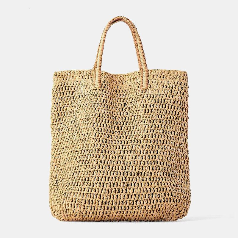 Kvinner Reiser Sommer Strand Med Stor Kapasitet Halmveske Tote Bag