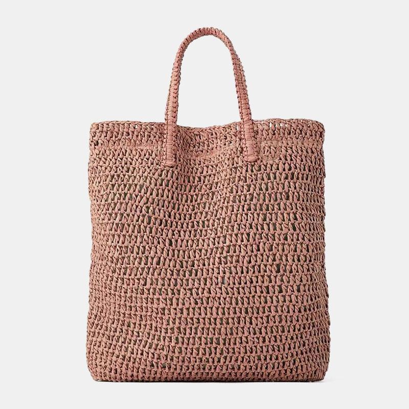 Kvinner Reiser Sommer Strand Med Stor Kapasitet Halmveske Tote Bag