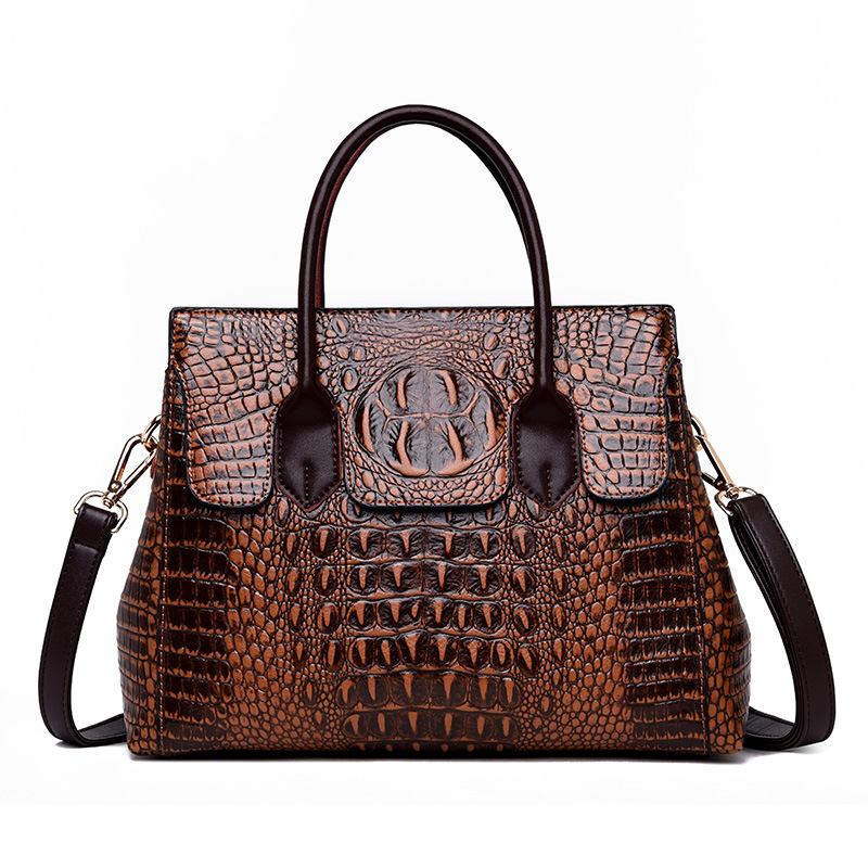 Kvinner Retro Crocodile Pattern Handbag Faux Leather Crossbody Bag