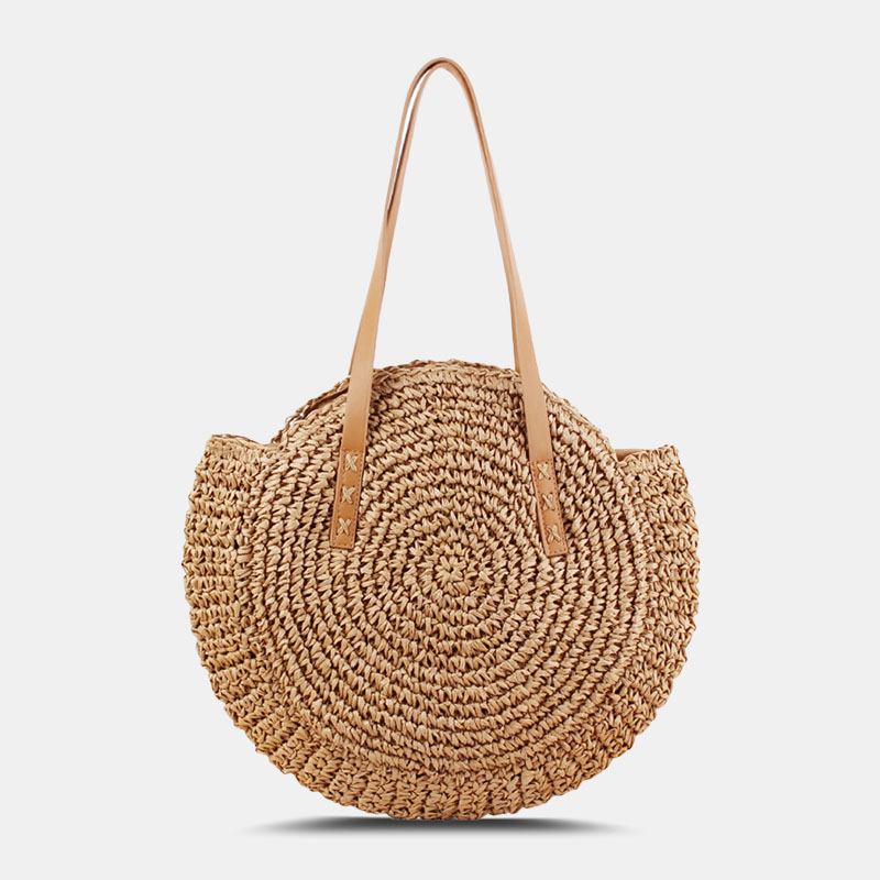 Kvinner Simplicity Stripe Straw Veske Håndvesker Tote Retro Beach Veske