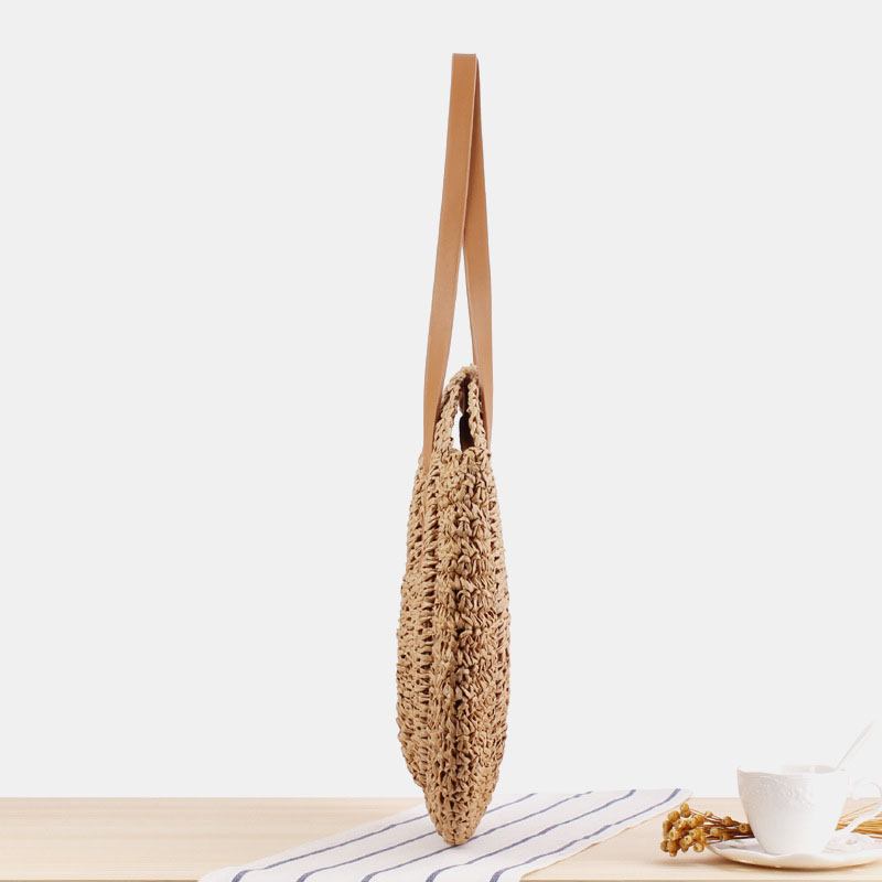 Kvinner Simplicity Stripe Straw Veske Håndvesker Tote Retro Beach Veske