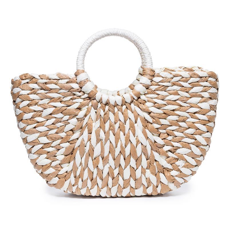 Kvinner Sommer Straw Veske Handbag Outdoor Fritids Veske Håndtak Satchel