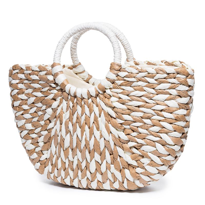 Kvinner Sommer Straw Veske Handbag Outdoor Fritids Veske Håndtak Satchel