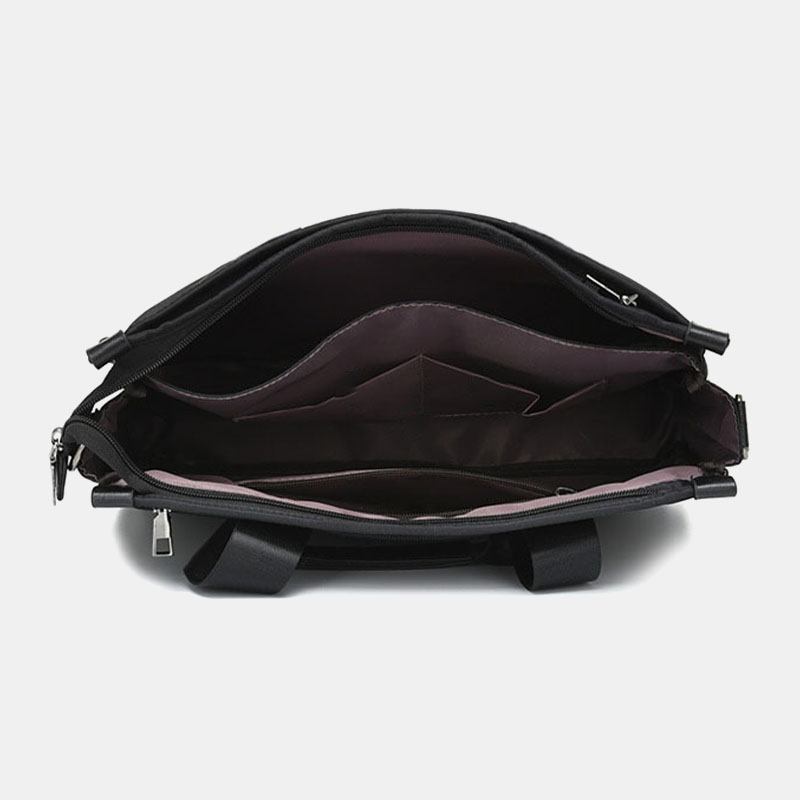 Menn Nylon Vanntett 14 Tommers Laptop Veske Multi-layers Kofferter Håndveske Crossbody Bag