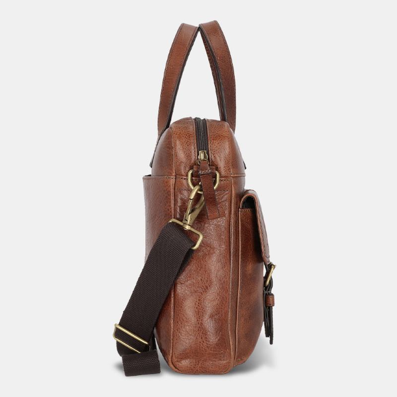 Menn Pu-skinn Vintage Business Allsidig Multi-lommer Lærerveske Koffert Multifunksjon Crossbody Veske Håndveske