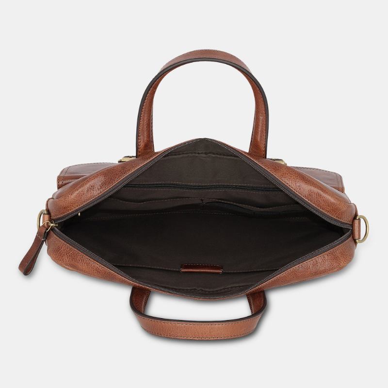 Menn Pu-skinn Vintage Business Allsidig Multi-lommer Lærerveske Koffert Multifunksjon Crossbody Veske Håndveske