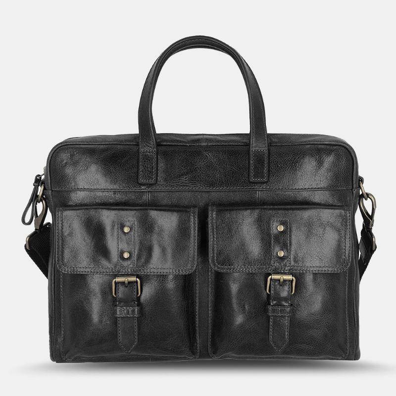 Menn Pu-skinn Vintage Business Allsidig Multi-lommer Lærerveske Koffert Multifunksjon Crossbody Veske Håndveske