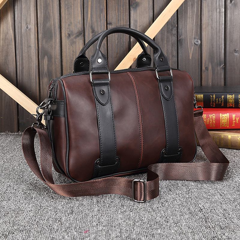 Menn Retro Pu Lær Håndveske Business Crossbody Bag