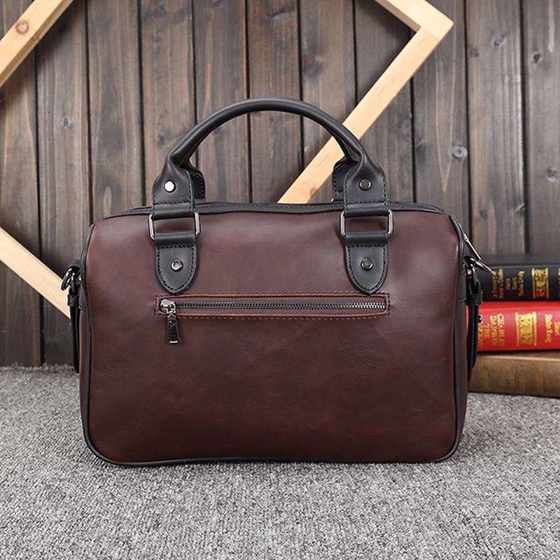 Menn Retro Pu Lær Håndveske Business Crossbody Bag