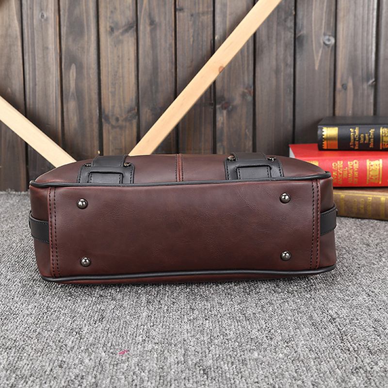 Menn Retro Pu Lær Håndveske Business Crossbody Bag