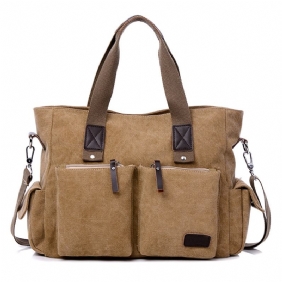 Stor Kapasitet Herre Dame Canvas Multifunksjonell Crossbody Veske Canvas Outdoor Handbag