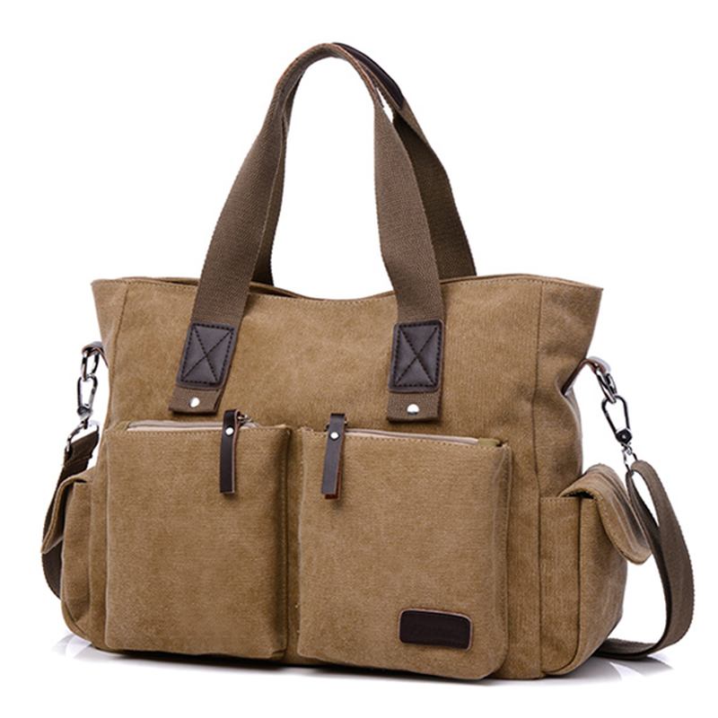 Stor Kapasitet Herre Dame Canvas Multifunksjonell Crossbody Veske Canvas Outdoor Handbag