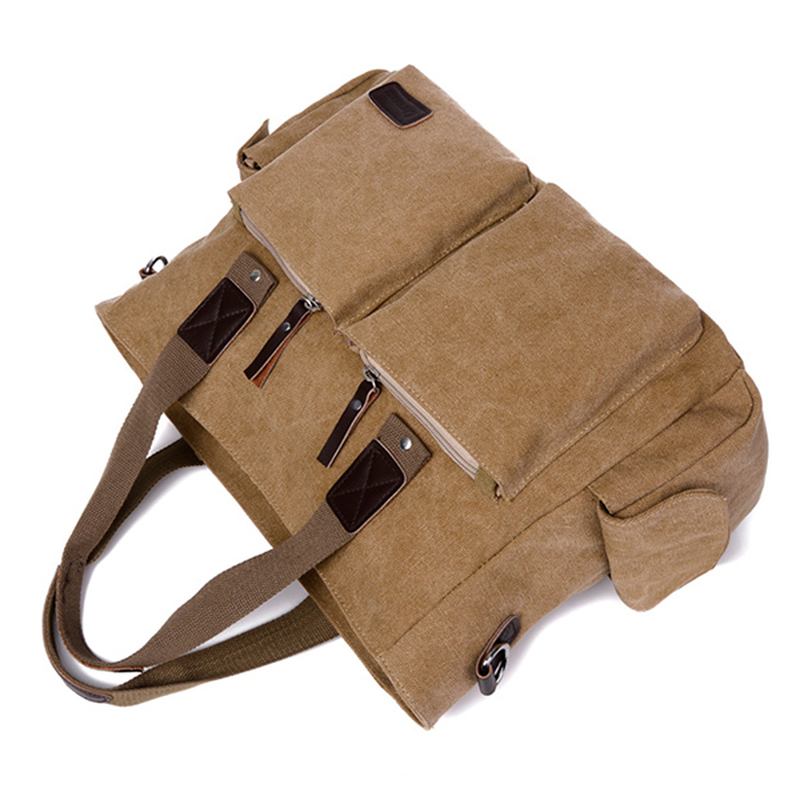 Stor Kapasitet Herre Dame Canvas Multifunksjonell Crossbody Veske Canvas Outdoor Handbag