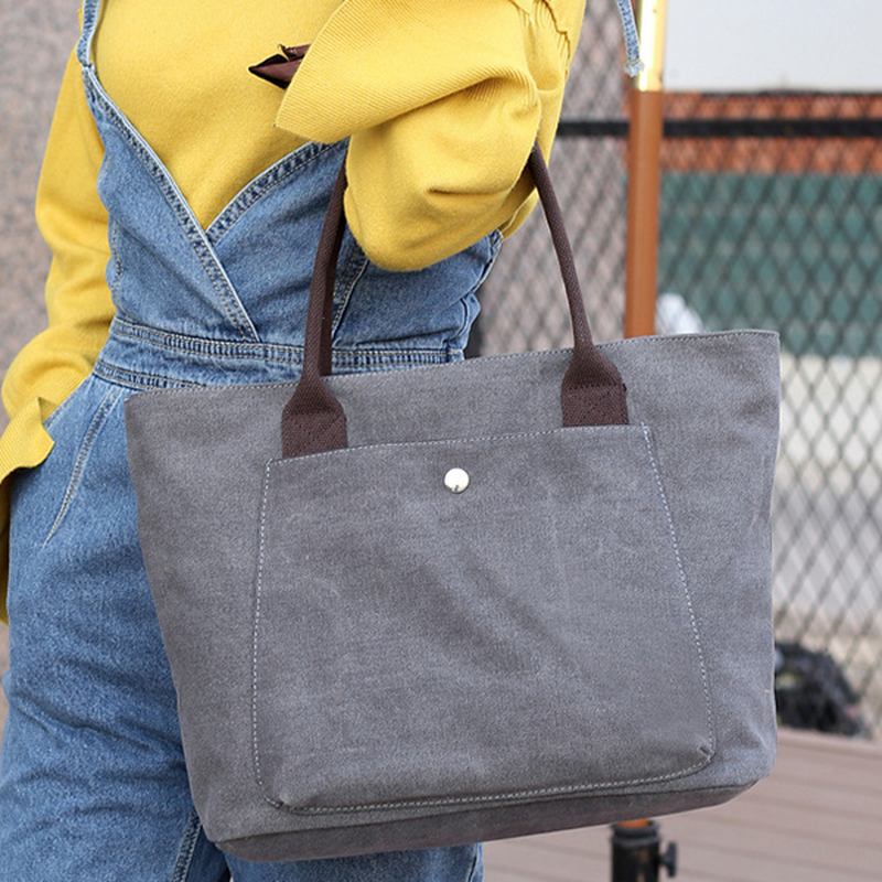 Vintage Simple Wild Tote Bags Høykapasitets Håndvesker For Kvinner