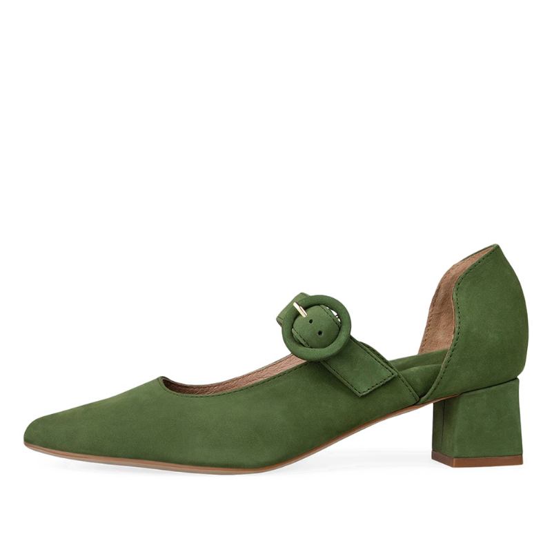 Elegant Spiss Tå Ensfarget Ankelspenne-rem Slip On Chunky Heel Pumps