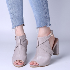 Kvinner Peep Toe Slingback Buckle Pumps Med Høy Hæl