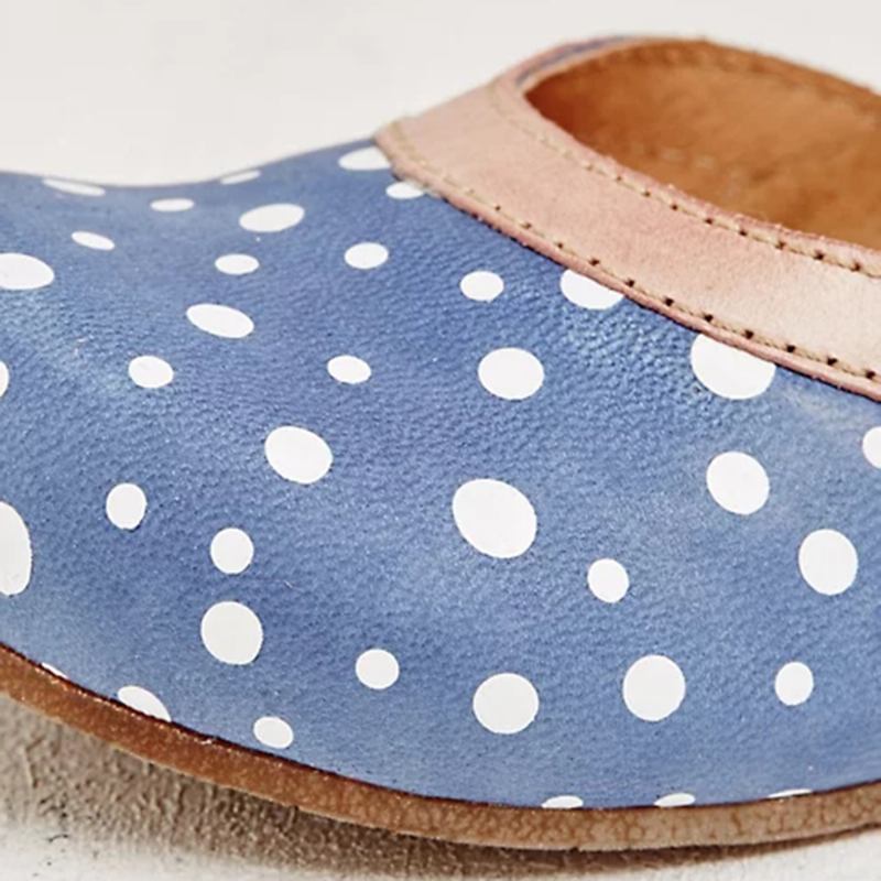 Kvinner Polka Dot Rund Tå Ankelstropp Block Heel Fritids Heels Pumps