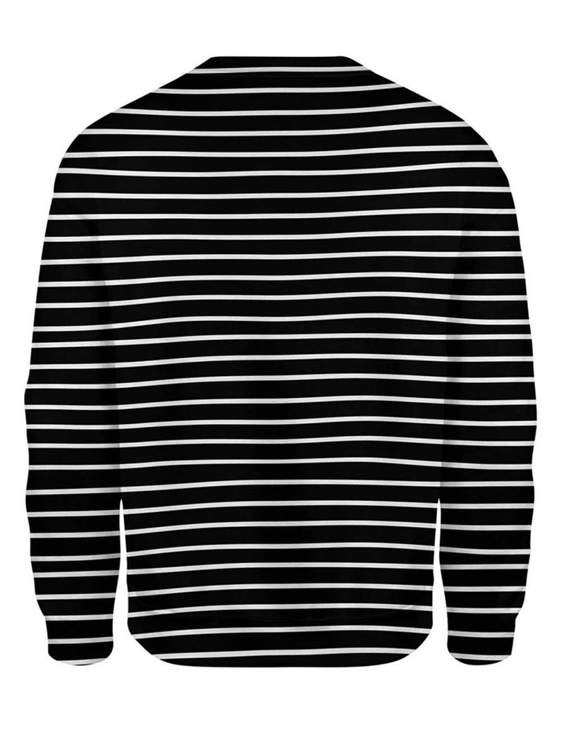 Dame 3d Dog & Stripe Med Trykk O-hals Genser Uformelle Sweatshirts