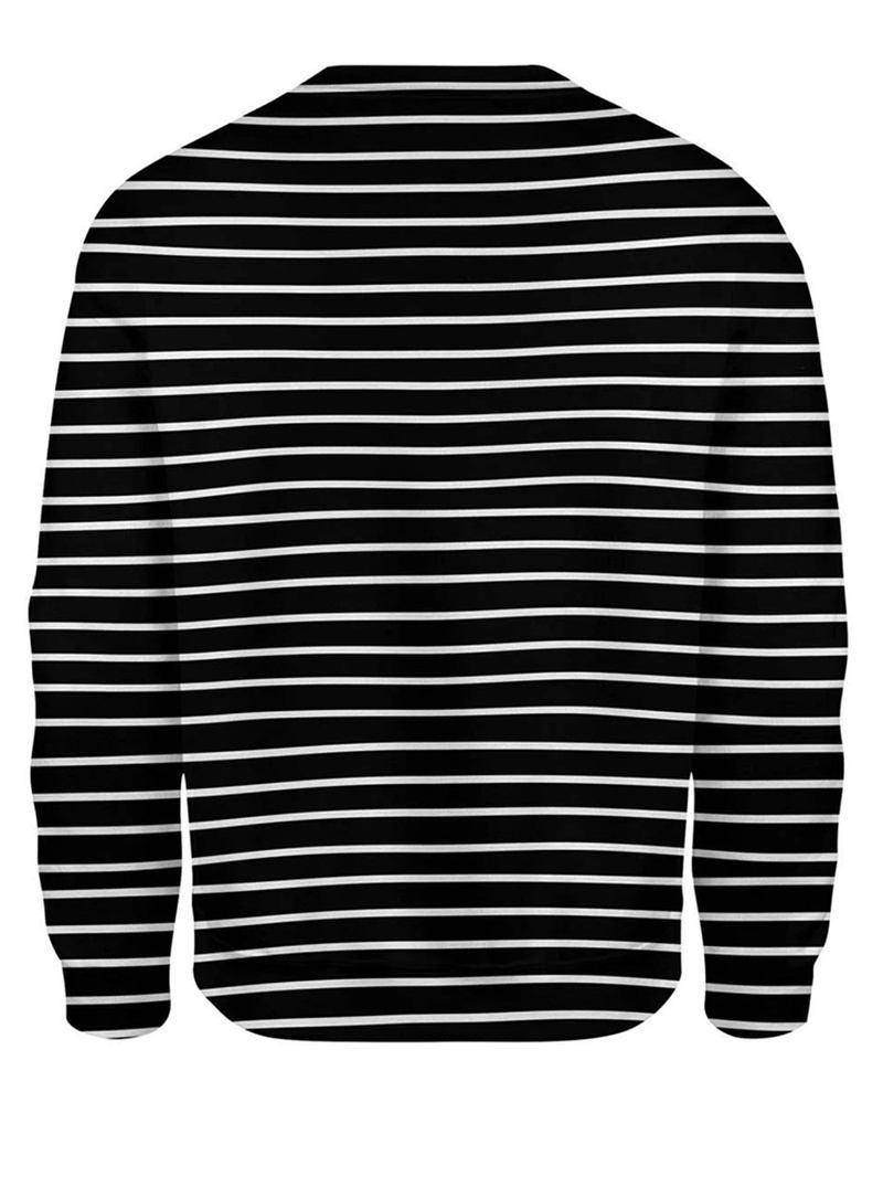 Dame Stripe 3d Dog Med Trykk Pullover O-hals Langermet Fritids Sweatshirts