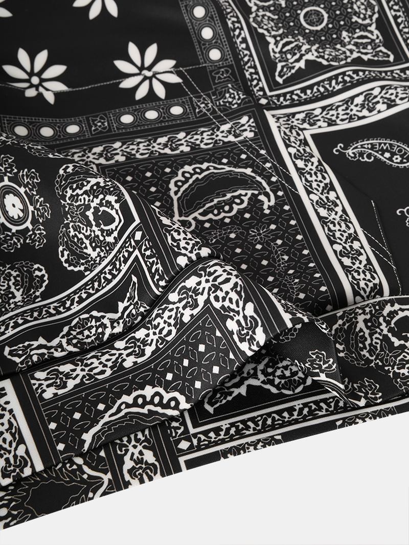 Herre Allover Etnisk Paisley Med Trykk Loose Pouch Pocket Drawstring Hettegensere