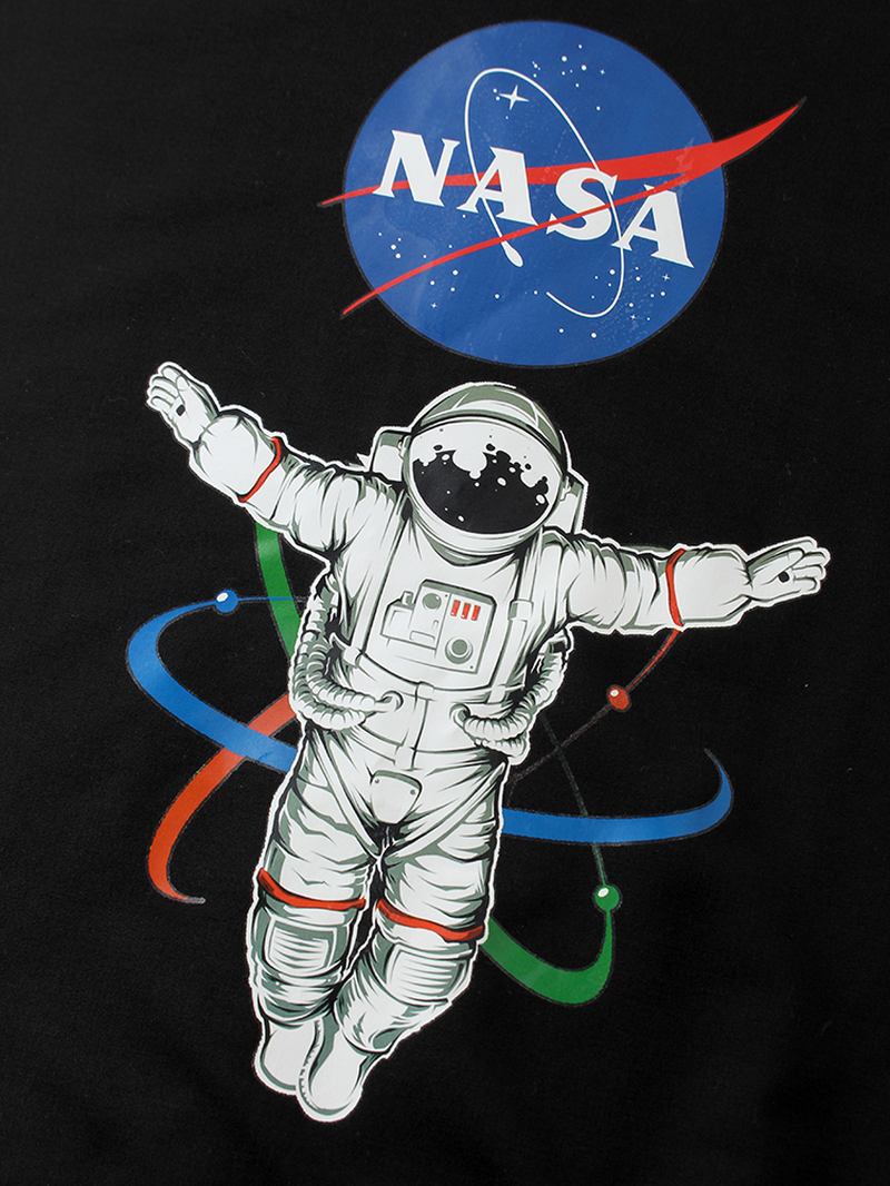 Herre Astronaut Letter Med Trykk Cotton Crew Neck Fritids Sweatshirts