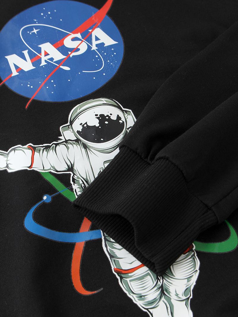 Herre Astronaut Letter Med Trykk Cotton Crew Neck Fritids Sweatshirts