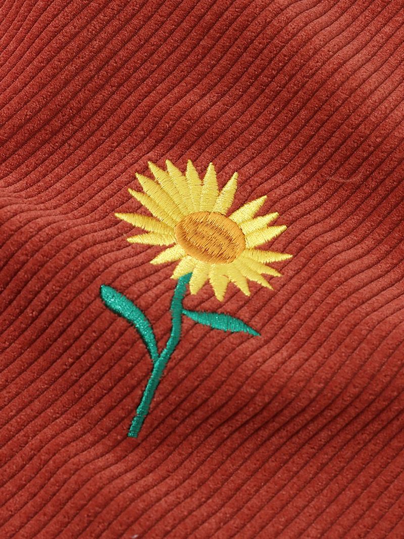 Herre Corduroy Sunflower Brodery Hettegensere