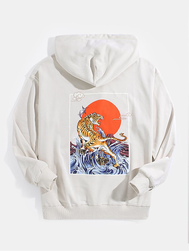 Herre Ukiyoe Tiger Back Graphics Lomme Hettegensere Med Snøring