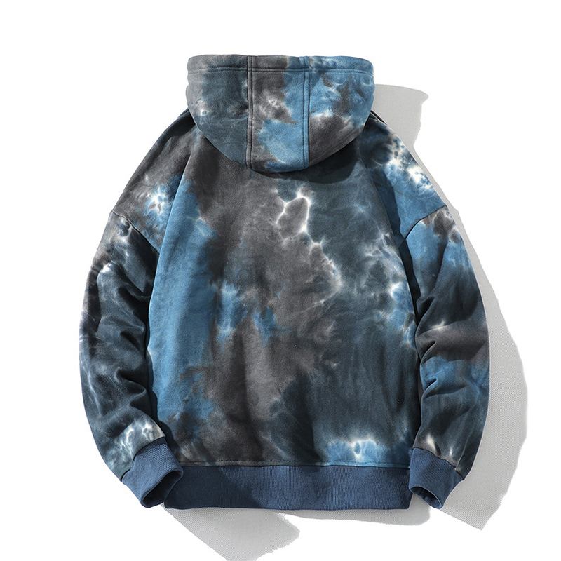 Høy Gram Hette Tie Dye Sweatshirt Hip Hop Løs