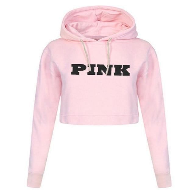 Kvinner Oversized Hettegensere Genser Dame Rosa Cropped Topp