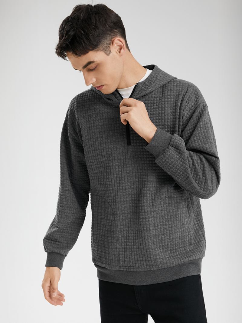 Menn Corduroy Solid Half Zip Enkel Drop Shoulder Fritids Hettegenser